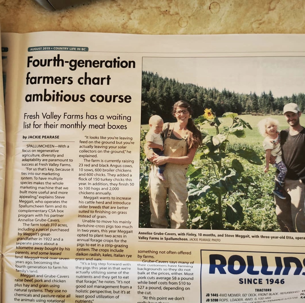 Fresh Valley Farms featured in Publication Country Life in BC