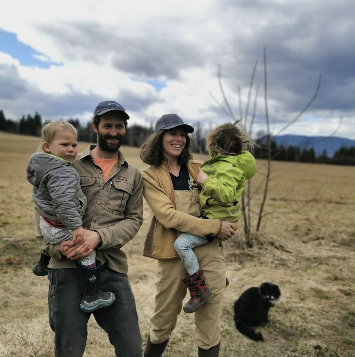 Farming family + Pancho the Cat.