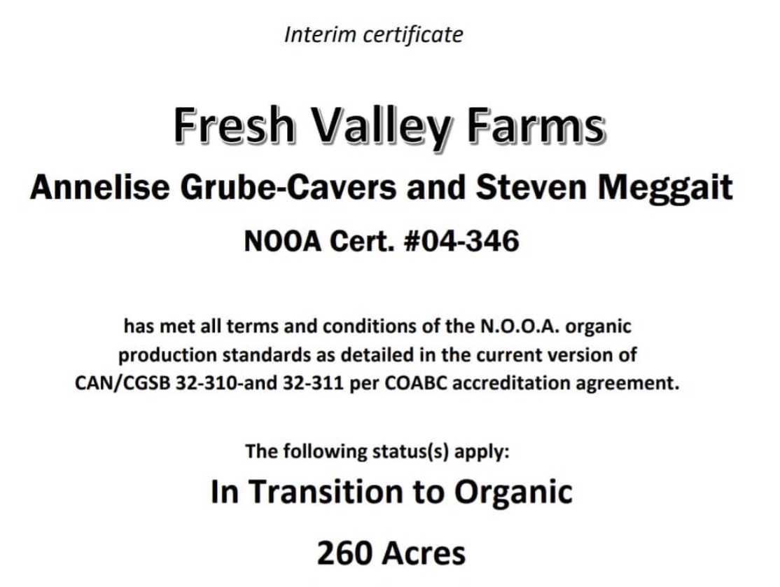 Our transition to Certified organic has officially begun